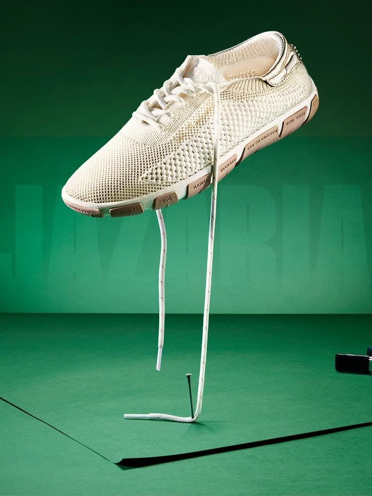 TBS Jazaria Segelschuh, Tennis Knit Eco PET, Chine Blanc + Gold, Wechselfußbett, H7L97 Weiß