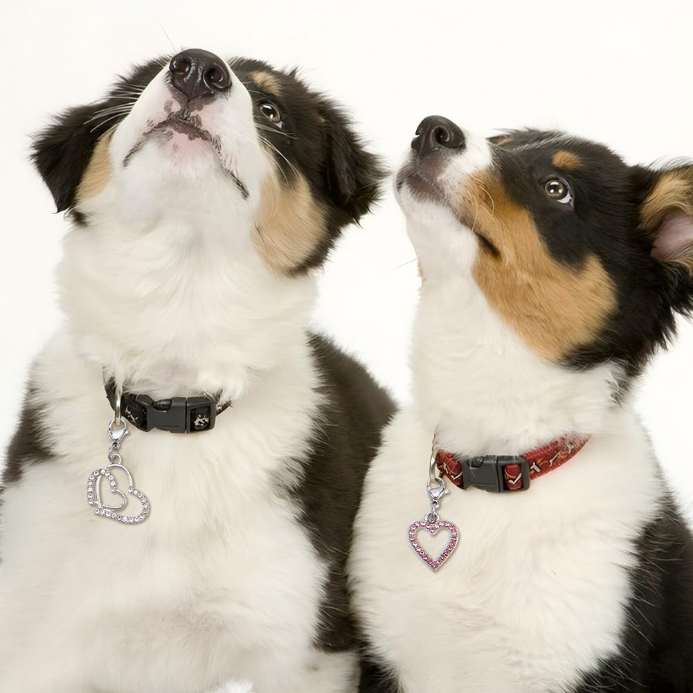 DELORIGIN 12PCS Heart Collar Charms for Pet Bling Rhinestones Cat Dog Collar Charms 6 Styles Brass Clip-On Pendants for Pets Collars Necklace Decoration Accessories Bag Decor Keychain Jewelry Making - Image 4