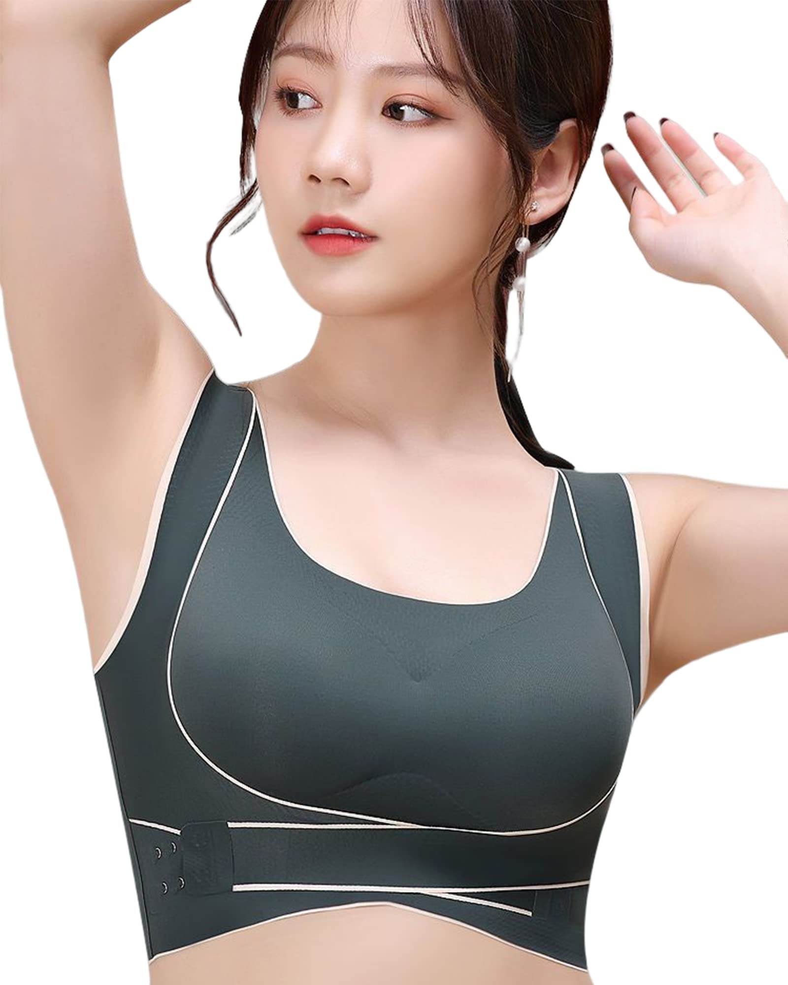 Women's Sports Bra No Underwire Breathable Moisture Absorbent High Elastic Removable Chest Pad Sports Yoga M-3XL (US, Alpha, Medium, Regular, Regular, M, Green)