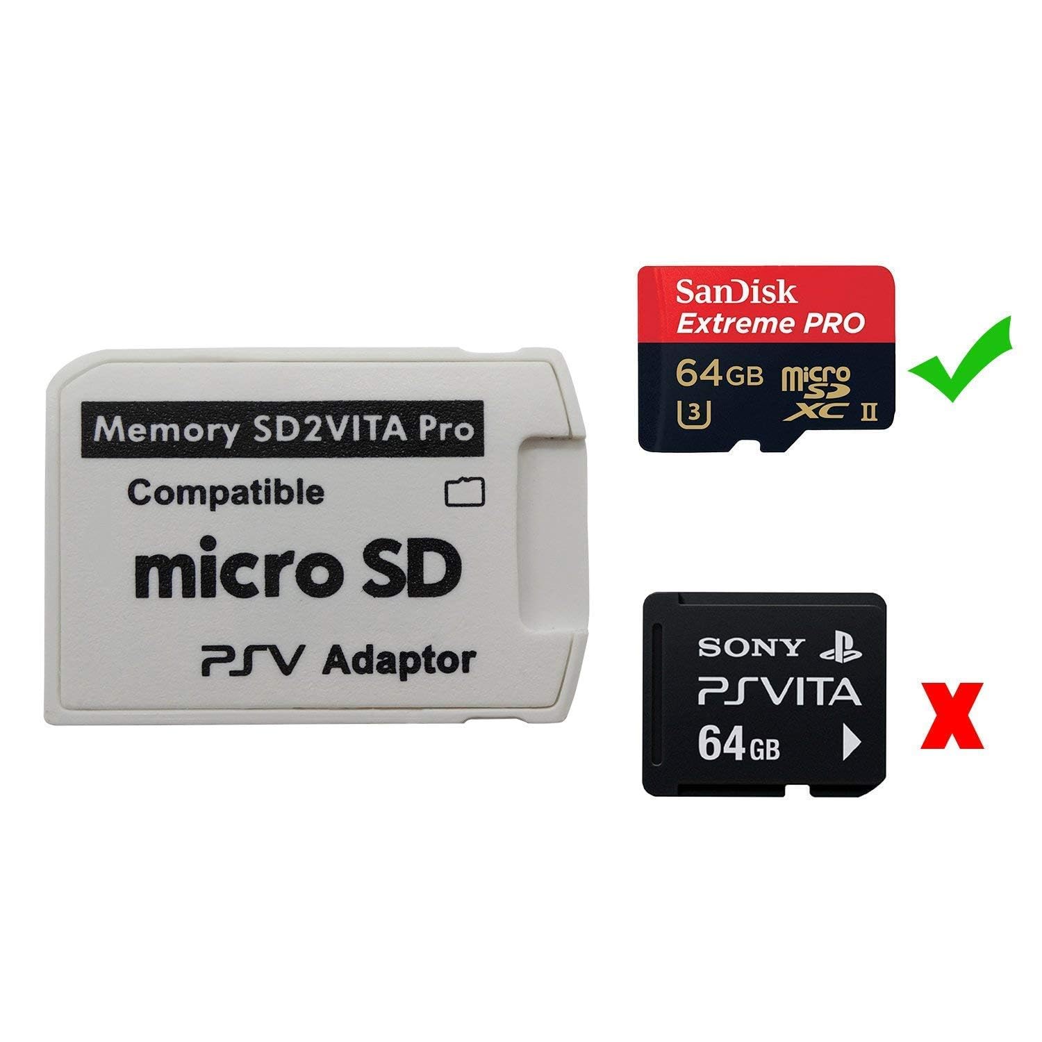 Compatible with SD2Vita PS Vita Micro SD Memory Card Adapter PS