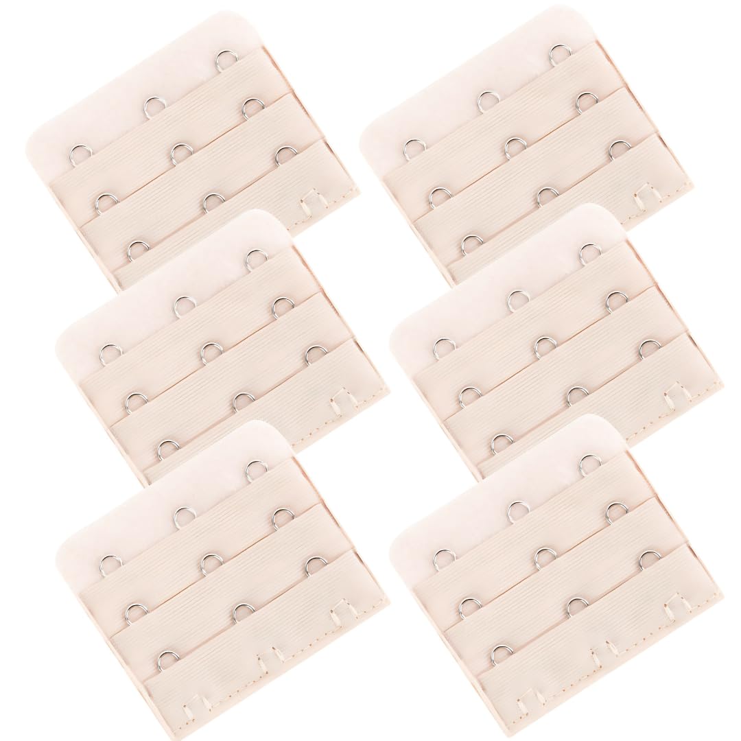 Bra Extender 3 Raw 3 Hooks Stretchy Soft and Comfortable Bra Strap Extender for Women in Pregnancy or Weight gain, Women's Plain/Solid Bra Extender (Pack of 6) (Beige Color)-image-9