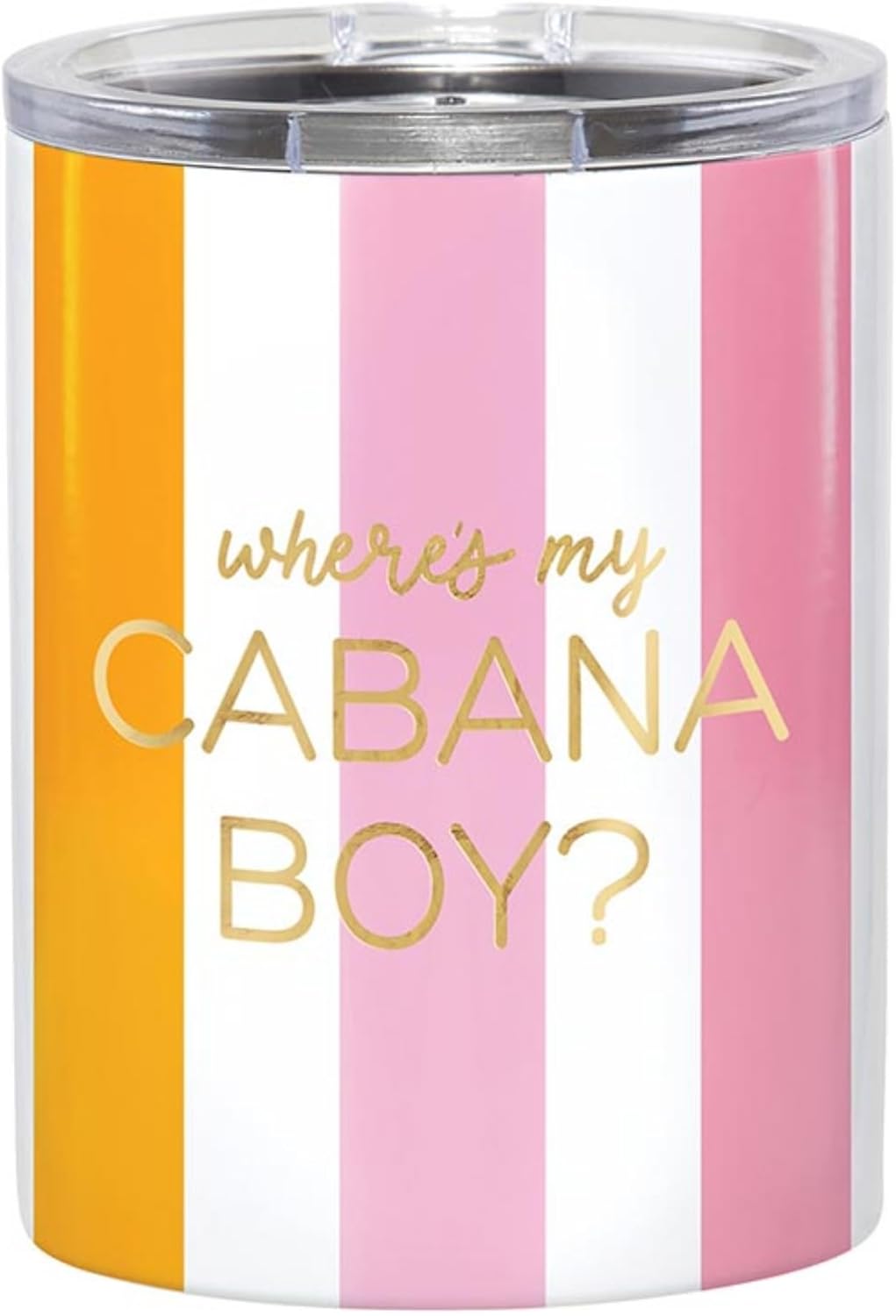 Slant Party Supplies Insulated Travel Tumblers - Stainless Steel Double Wall Whiskey Tumbler with Slider Lid, 12-Ounce, Cabana Boy