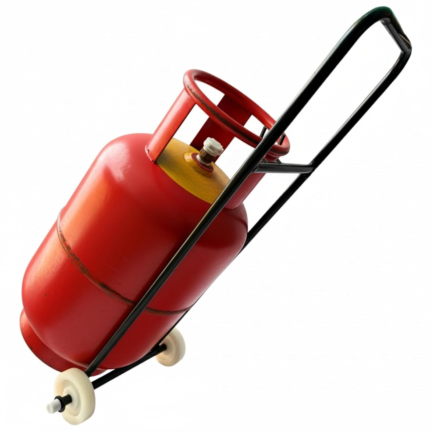 PLATIPUS Metal Heavy Duty LPG Gas Cylinder Trolley with Wheels & Hooks | Easy Grip Handle for Pickup, Carry & Transfer | Robust, Durable & Anti-Rust Steel Construction | Gas Cylinder Stand (Black)