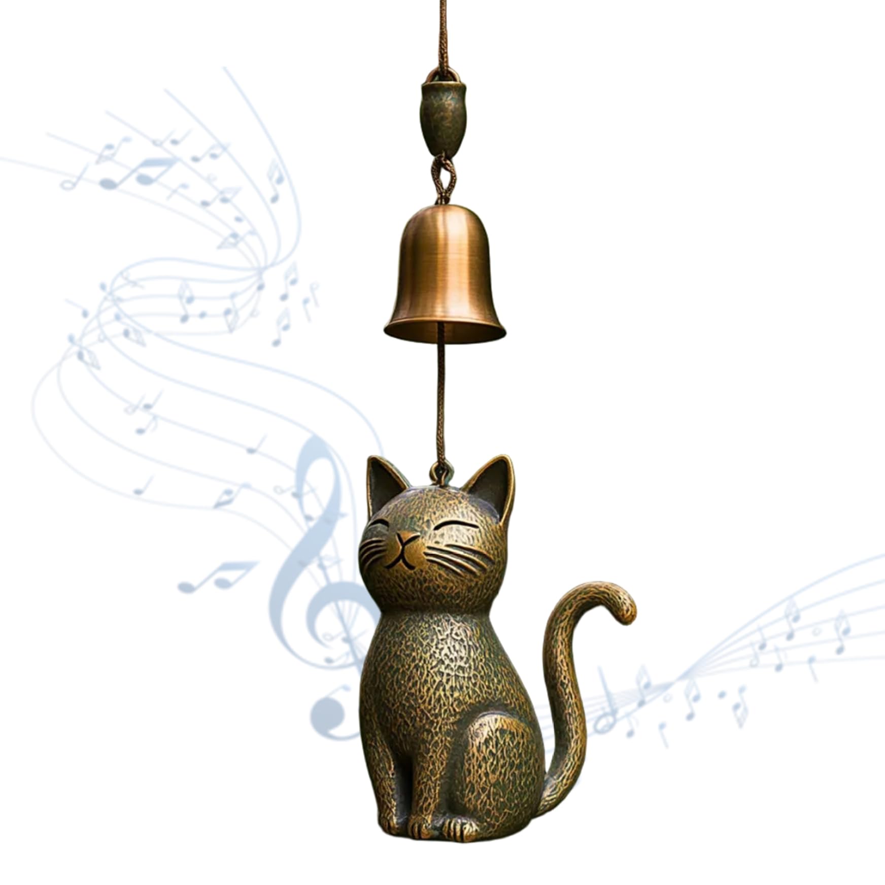 Small Wind Chimes for Outside Cat Wind Chimes for Outside, Retro Copper Cat Chime Charming Hanging Windchimes Bell Yard Home Porch Decorations