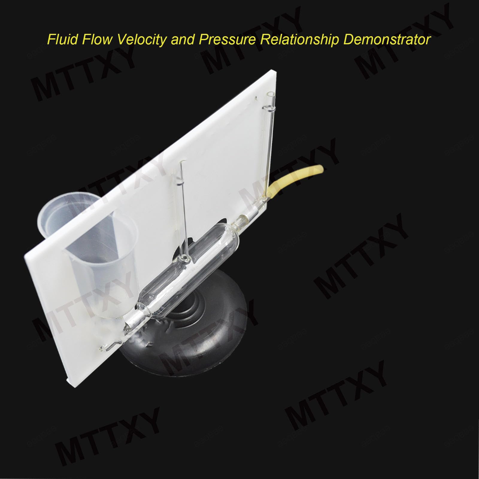 Dimostrazione del rapporto tra velocità del flusso fluido e pressione, strumento didattico fisico, materiale didattico scientifico per lezioni magistrali