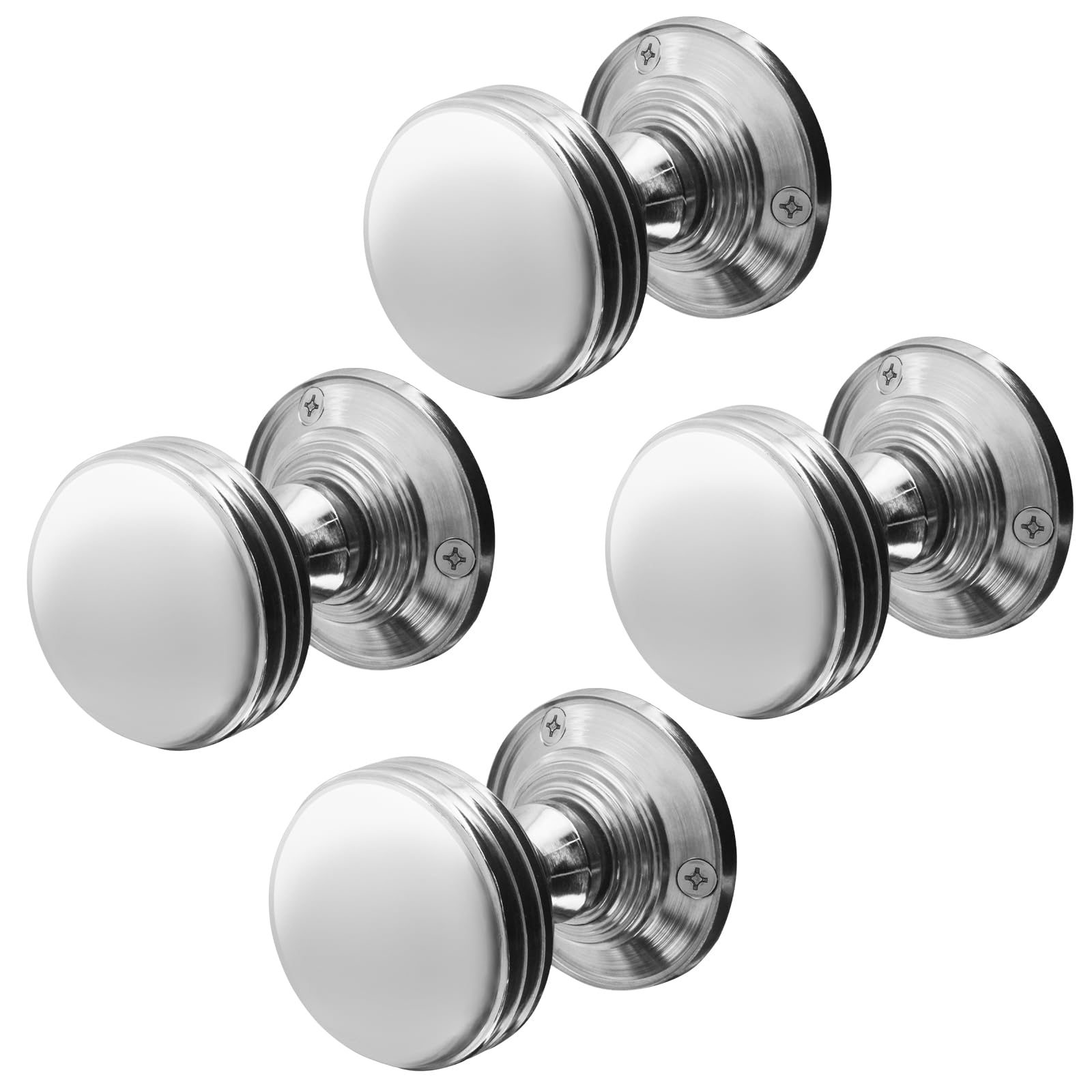 EAI Lined Door Knobs Polished Chrome | 2 Pairs of Mortice Knobs (55mm) for Internal Doors
