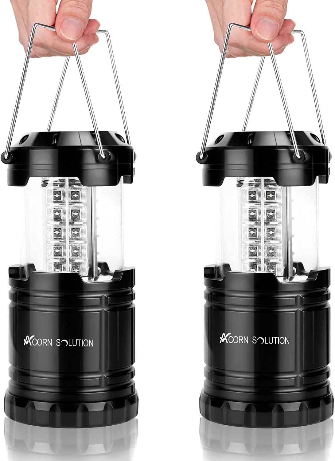 AcornSolutionLED Camping Lantern,LED Tent Lamp,Camping Lantern Lamp Emergency Light Battery Powered Waterproof Portable Bulb for Hiking Fishing Camping Household(Energy Class A+) (2 Pack, black)