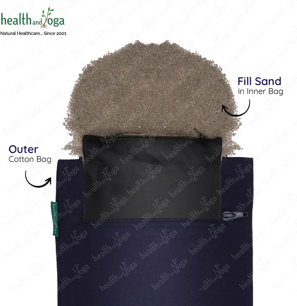 HealthAndYoga™ Yoga Sand Bags – Double Bag With Inner Waterproof Bag Prop For Adding Weight And Support Black