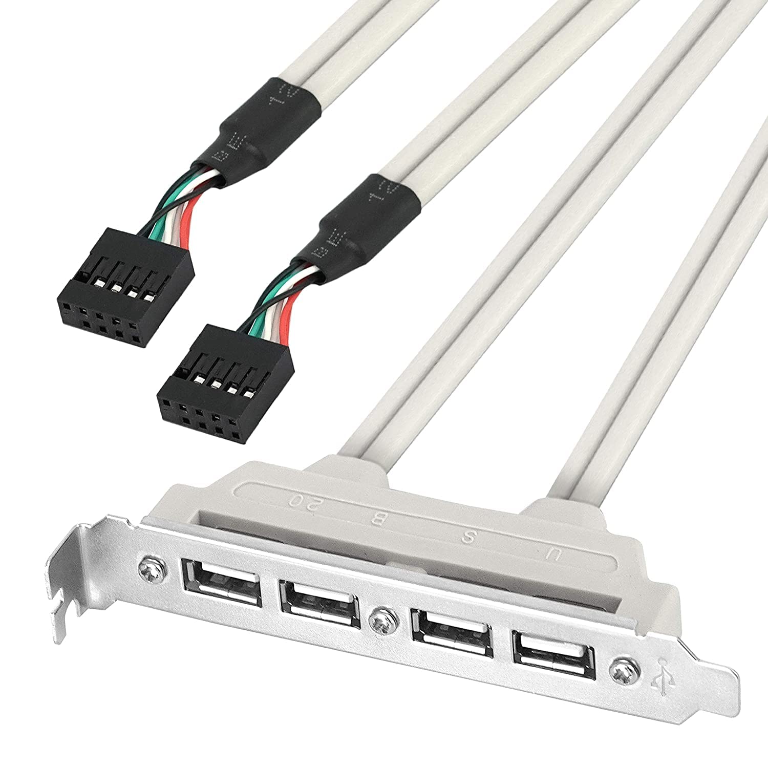 AdzMoi® 4 Ports USB 2.0 Header Port Slot Plate Adapter Panel Cable Female Screw to Motherboard 9pin Header Back PCI Rear Panel Bracket for Desktop Computer-picture-31