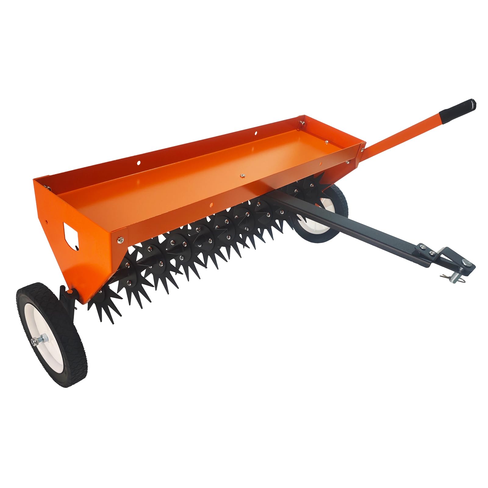 Garvee Aereador de Césped de Arrastre de 101,6 cm con 11 Discos de Púas de Acero, Aireador de Suelo con Bandeja de Peso de 56,7 kg para Tractor Cortacésped y ATV, Profundidad de 5,08 cm, Color Naranja