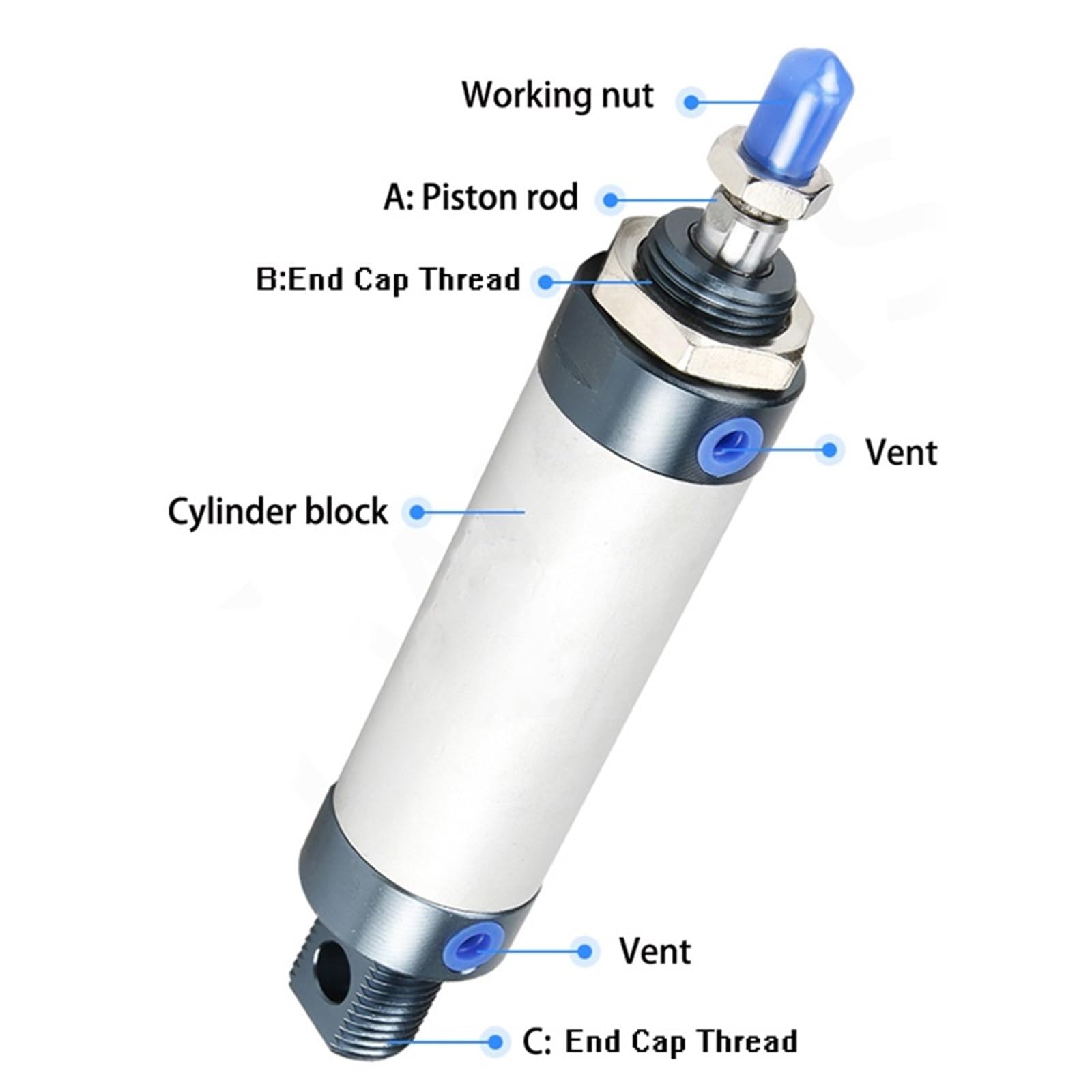 1 stücke Serie Mini Pneumatische Zylinder Bohrung mit 16/20/25/32/40mm Hub mit 25/50/75/100/200/300 Einzel L(100mm Stroke,Bore 25mm)