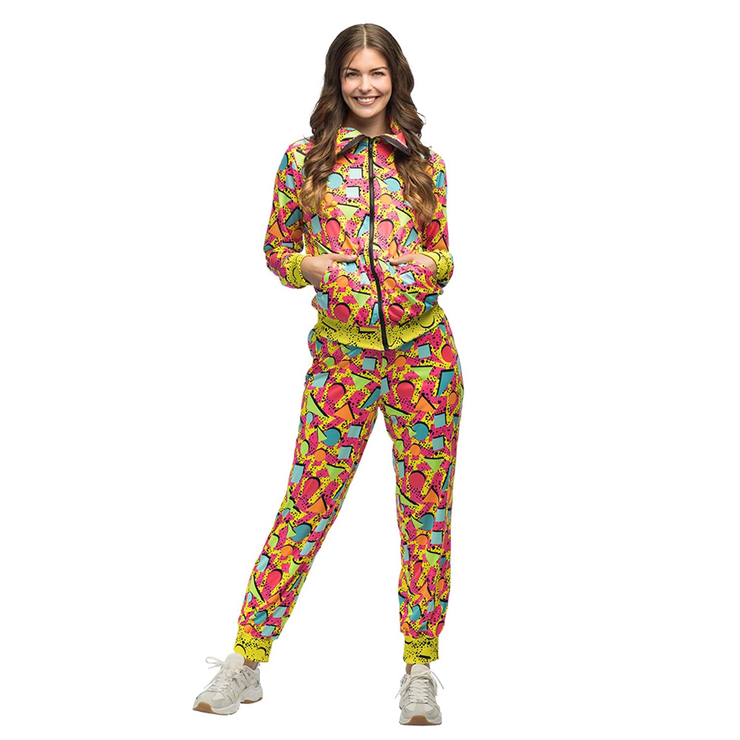 Jogging années 80 imprimé graphique multicolore ensemble veste et pantalon