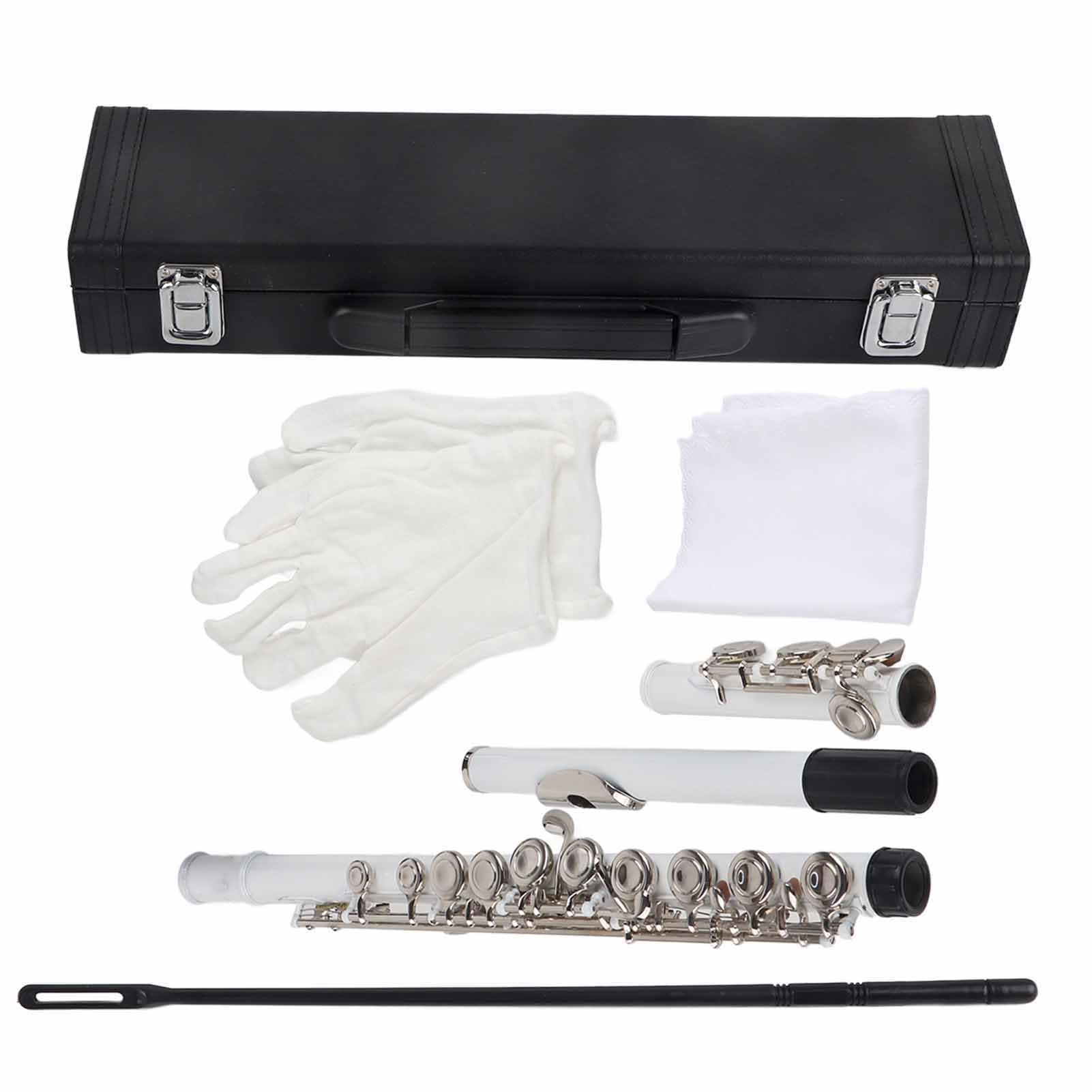 Yctze Flauta LADE C Key Flauta de Latón de 16 Orificios de Tela de Almacenamiento para Principiantes Juego de Cuidado de Limpiador de 6 Piezas Instrumentos Musicales/accesorios para (WHITE)