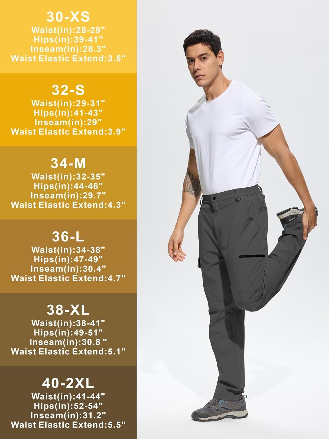 Work Pants for Men Waterproof Lightweight Quick Dry Travel Fishing Camping Men Hiking Cargo Pants Outdoor 6 Pockets - Image 5