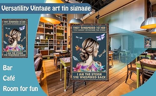 Retnerds Women Inspirational Quote Wall Art Signs - They Whispered To Her You Cannot Withstand The Storm - I Am The Storm - She Whispered Back - Vintage Metal Tin Sign Posters Prints Decor #TOP5
