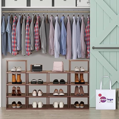 Miniatura 7 de Zapatero vertical - Organizador de zapatos alto y estrecho para espacios pequeños, estante de bambú de 17 niveles para entrada, armario, esquina,