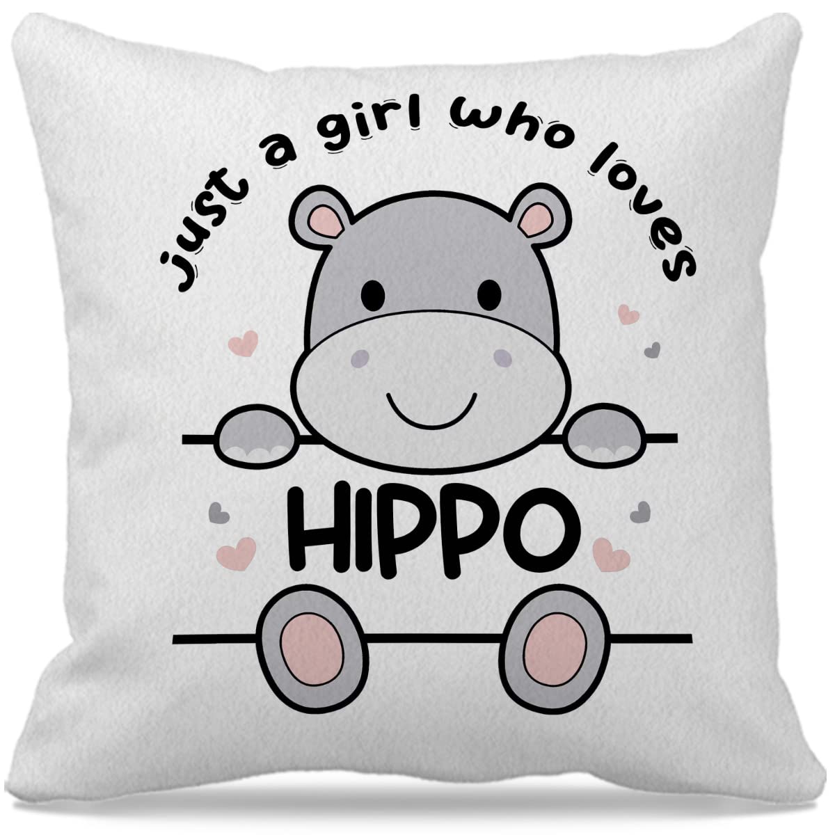 Hippo Themed 18″×18″Just A Girl Who Loves Hippo Baby Decorative Throw Pillow Case for Home Living Room Girls Room Nursery Decor, Women Gifts