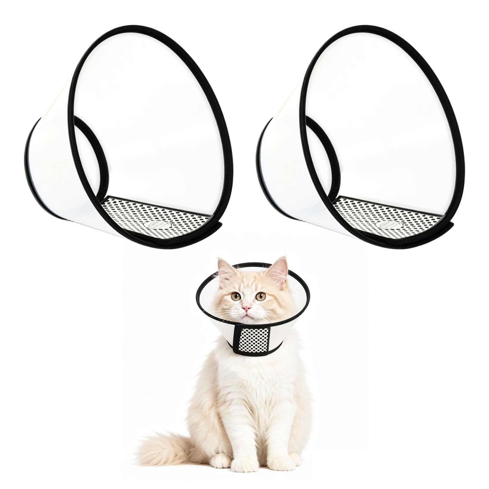 2PCS Cat Cone, Cat Cones to Stop Licking, Lightweight Adjustable Elizabethan Collar, Soft Comfortable Anti-Bite Cone for Cats Prevent Licking Biting and Pets Recovery Grooming