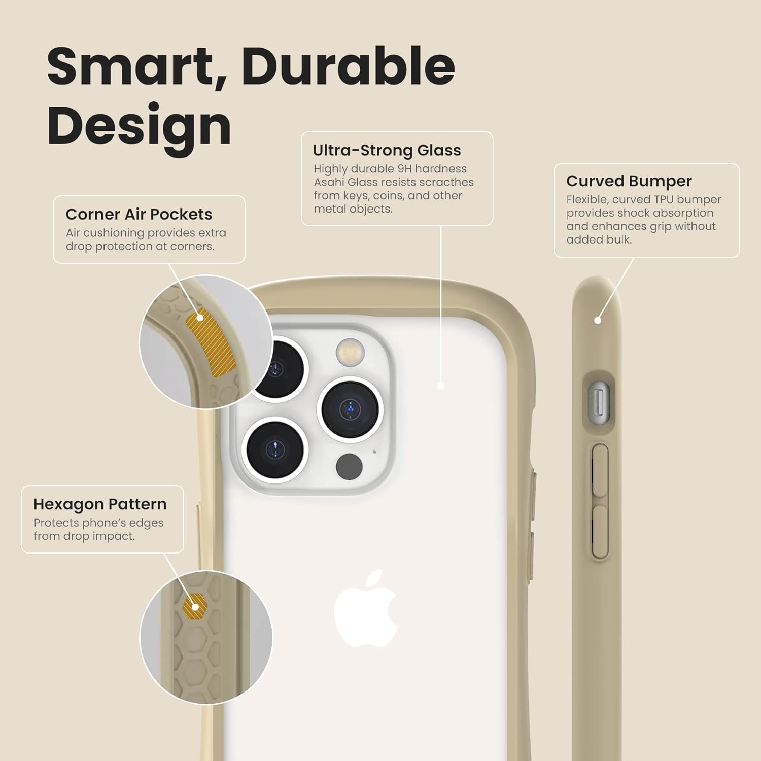 iFace Reflection Designed for iPhone 14 Case (6.1") – Cute Shockproof Hybrid [9H Tempered Glass + Bumper] Wireless Charging Compatible Clear Protective Cover for Girls, Women - Navy