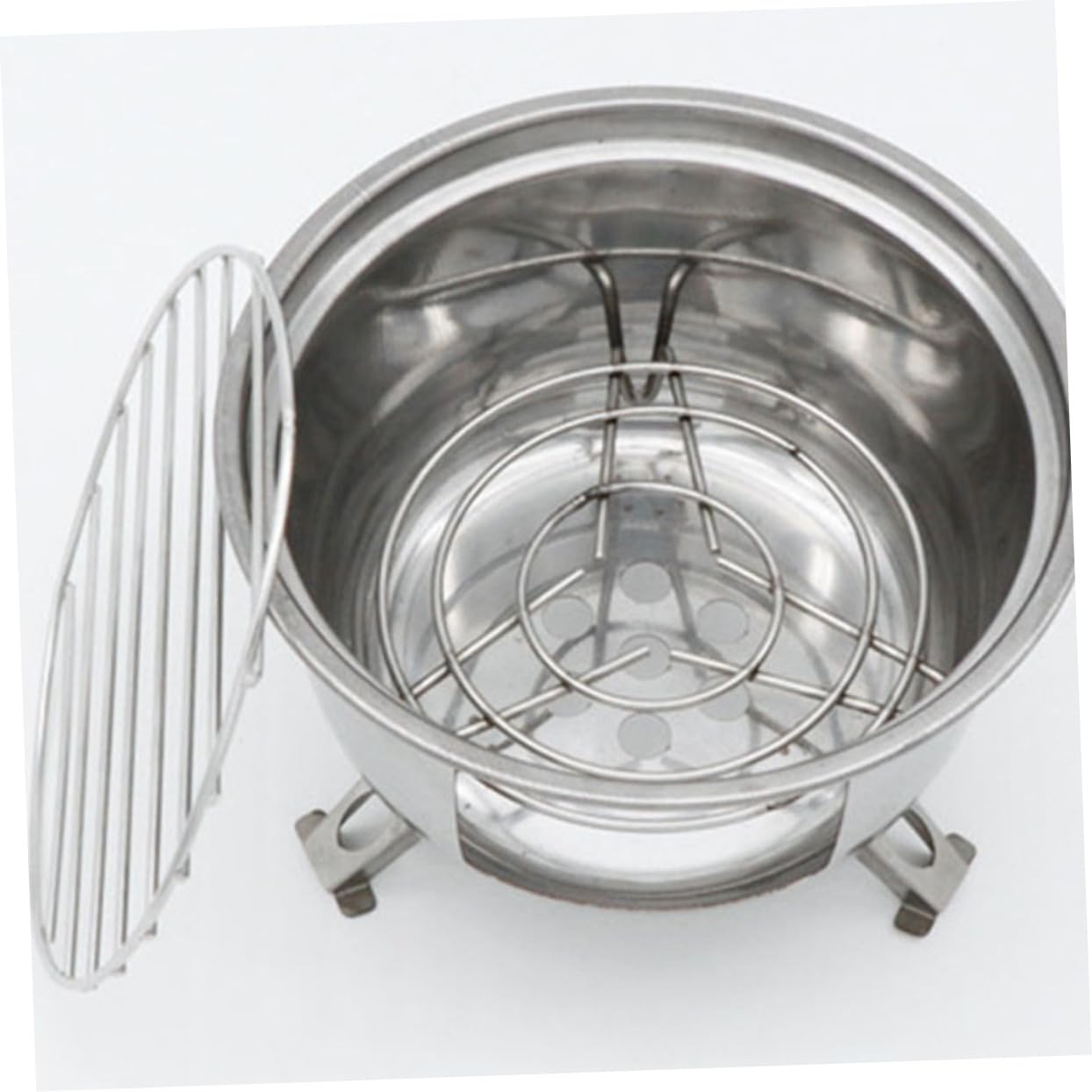 BESPORTBLE Barbecue da Campeggio Portatile Rotondo in Acciaio Inox, Resistente alla Ruggine, per Picnic e Feste All’aperto