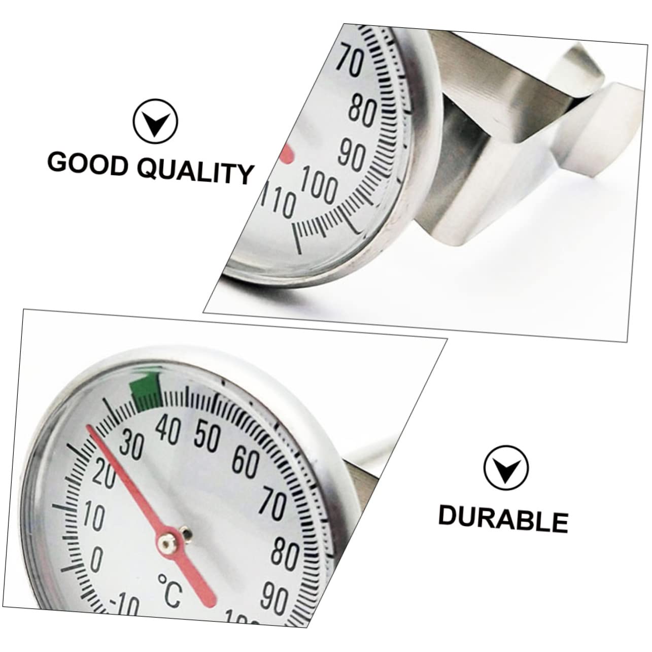 Food Thermometer Probe with Clip, Stainless Steel, Large Dial