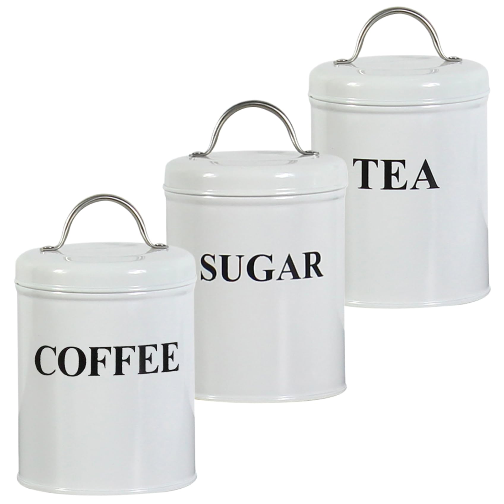 Boîte de rangement cuisine en métal noir et inscriptions dorées pour décor café raffiné