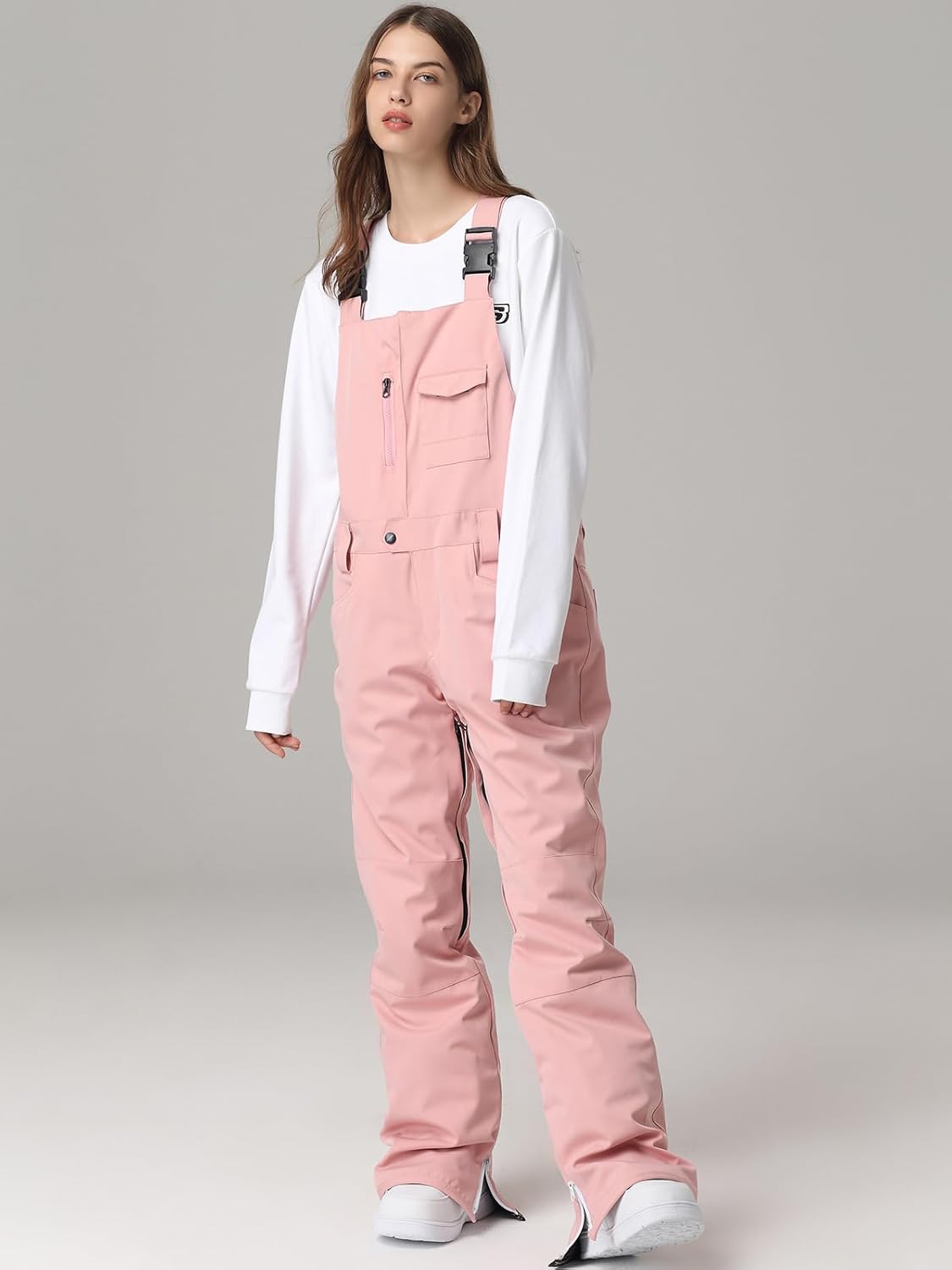 SEARIPE Womens Ski Pants Waterproof Ski Bibs Women Insulated Snow Bibs Adjustable Overalls Ripstop Snowboard Pant(L-Pink,L) - Image 2