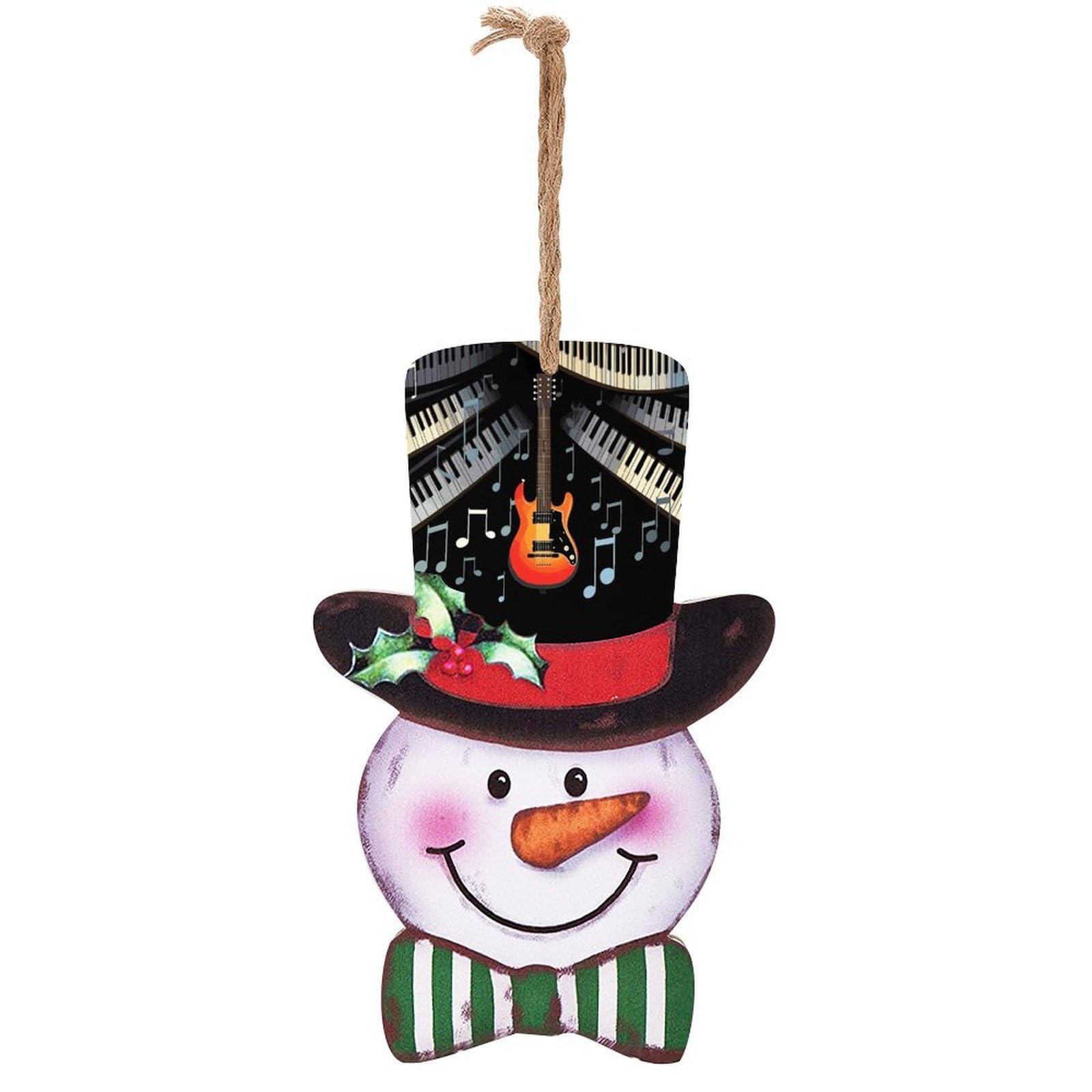 Guitar Piano Pattern Snowman Decor Christmas Snowmans Hanging Decors Wooden Exquisite Holiday Decoration Sign for Home Window Wall Farmhouse Indoor Outdoo