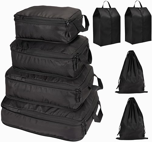 Cubos de embalaje de compresión para viajes, 8 cubos de equipaje esenciales de viaje para equipaje de mano, organizador de bolsas de viaje para