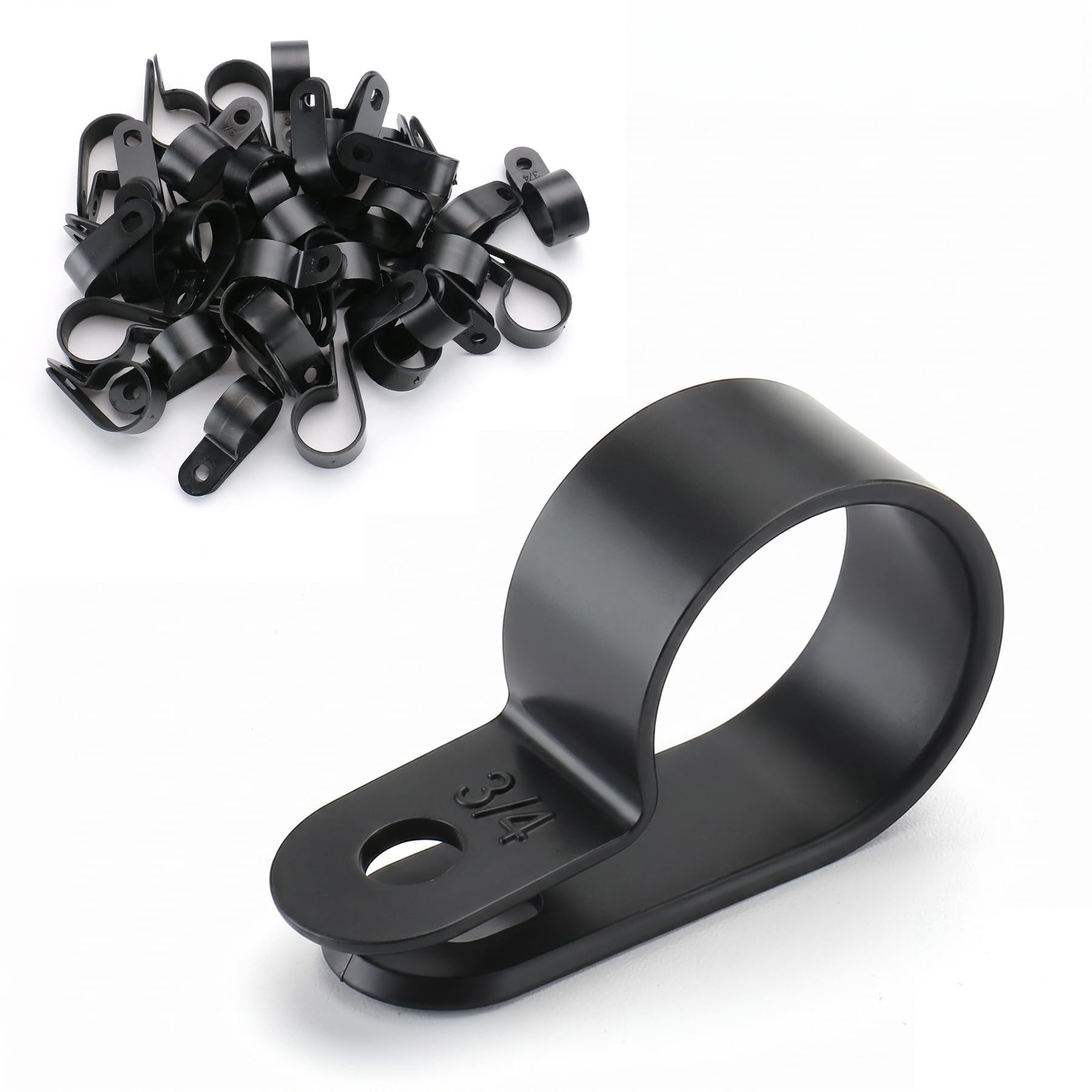 BAOMAIN 3/4-Inch R-Type Cable Clamps, 50-Pack Black Nylon Wire Management Clips, UC-5 Screw-On Cord Fasteners for Home, Office, and Industrial Use