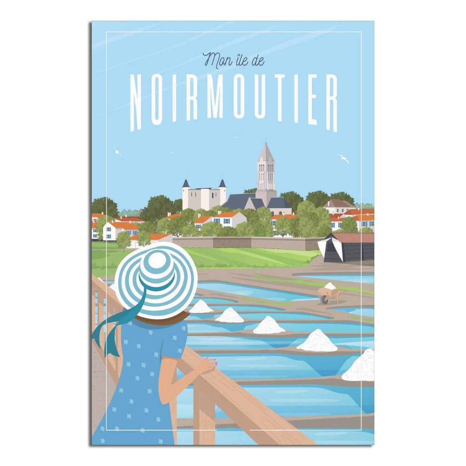 Metal Tin Sign Noirmoutier France Girl Vintage Travel Tin Sign Vintage Bar Kitchen Garage Cave Home Wall Funny Decor Retro Tin Sign 15x30cm