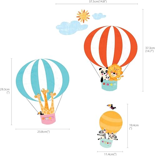 Miniatura 6 de DECOWALL DWL-2010 - Calcomanías de pared con globos de aire caliente para despegar y pegar, calcomanías de pared extraíbles para niños, guardería,