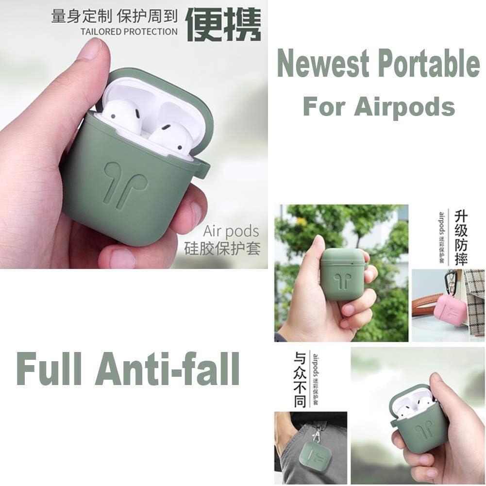 HMJ Band Shock Proof Protective Silicone Case Cover Waterproof Shock Resistant Case with Keychain Compatible with Apple AirPods