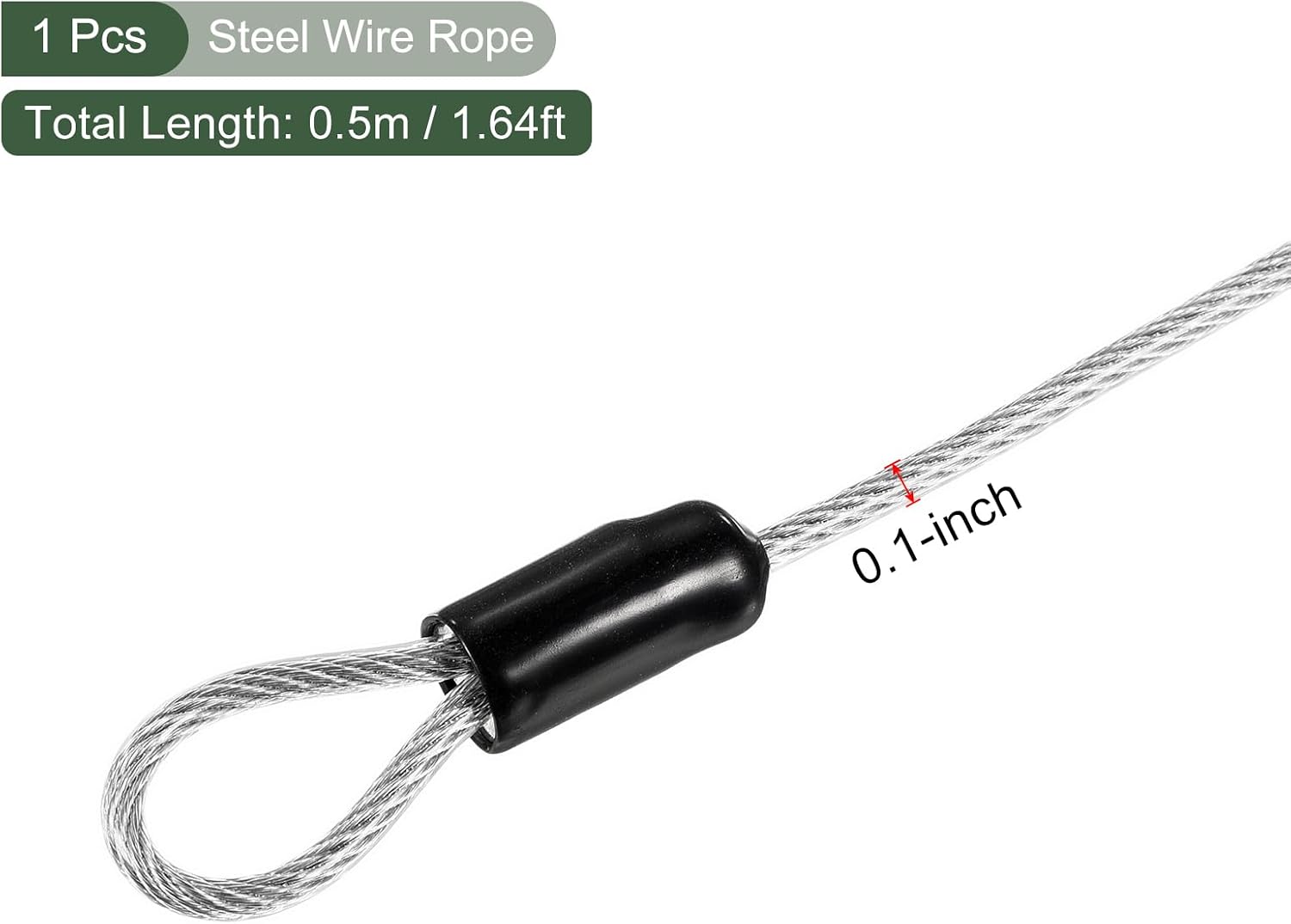 YOKIVE 1 Pcs Security Steel Cables, Coated Baggage Lock Wire Rope with Double Loop | Great for Luggage, Bicycles, Doors (Transparent, 2.5mmx0.5m)