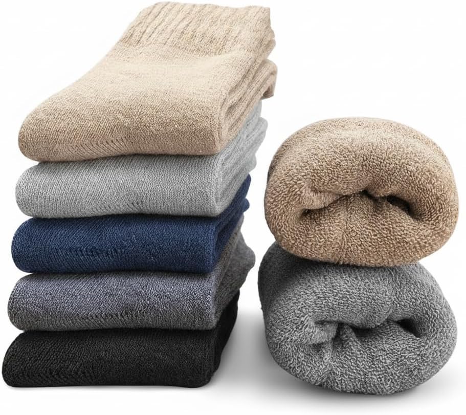 Wool Socks Mens Thick 5 Pairs Thermal Warm Winter Socks for Men Heavy Soft Cozy for Cold Weather