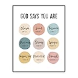Inspirational Bible Verse Wall Art, God Says You Are, Scripture Art Prints, Minimalist Christian Wall Art Decor, Boho Poster Wall Decor for Home Office, Affirmations Gifts, Unframed (8X10 inch)