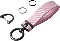 Vista 8 de Llavero de Coche Estilo Fibra de Carbono de Cuero de Microfibra, Cadena de Llaves Universal para Llaveros para Hombres y Mujeres, Giratorio 360 Azul