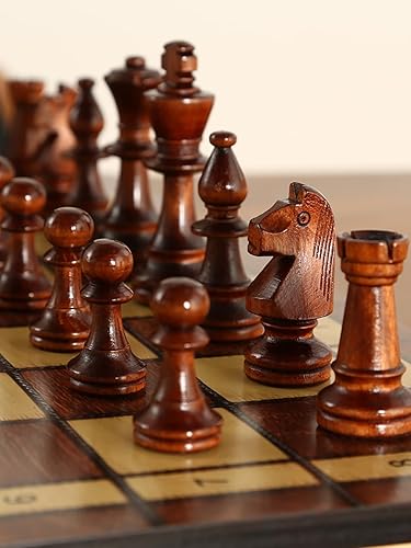 Miniatura 6 de Large Deluxe - Juego de ajedrez de madera de 17 pulgadas, perfecto para adultos y principiantes, hecho a mano, diseño plegable único