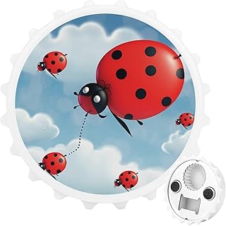 Ladybug And Cloud Fridge Magnets Bottle Opener with Cap Catcher Removable Wall Mounted Beer Bottle Opener for Kitchen Fridge Beer Gifts for Men Women