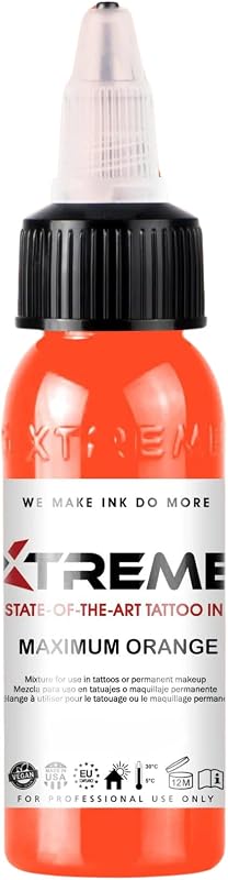 Tinta para tatuagem XTREME à base de água Maximum Orange, 15 mL