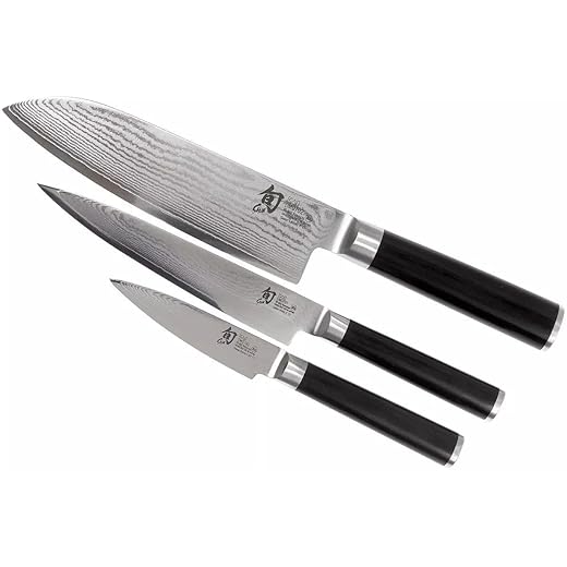 Shun Stainless Steel 3 Piece Knife Set, Pakka Wood Black
