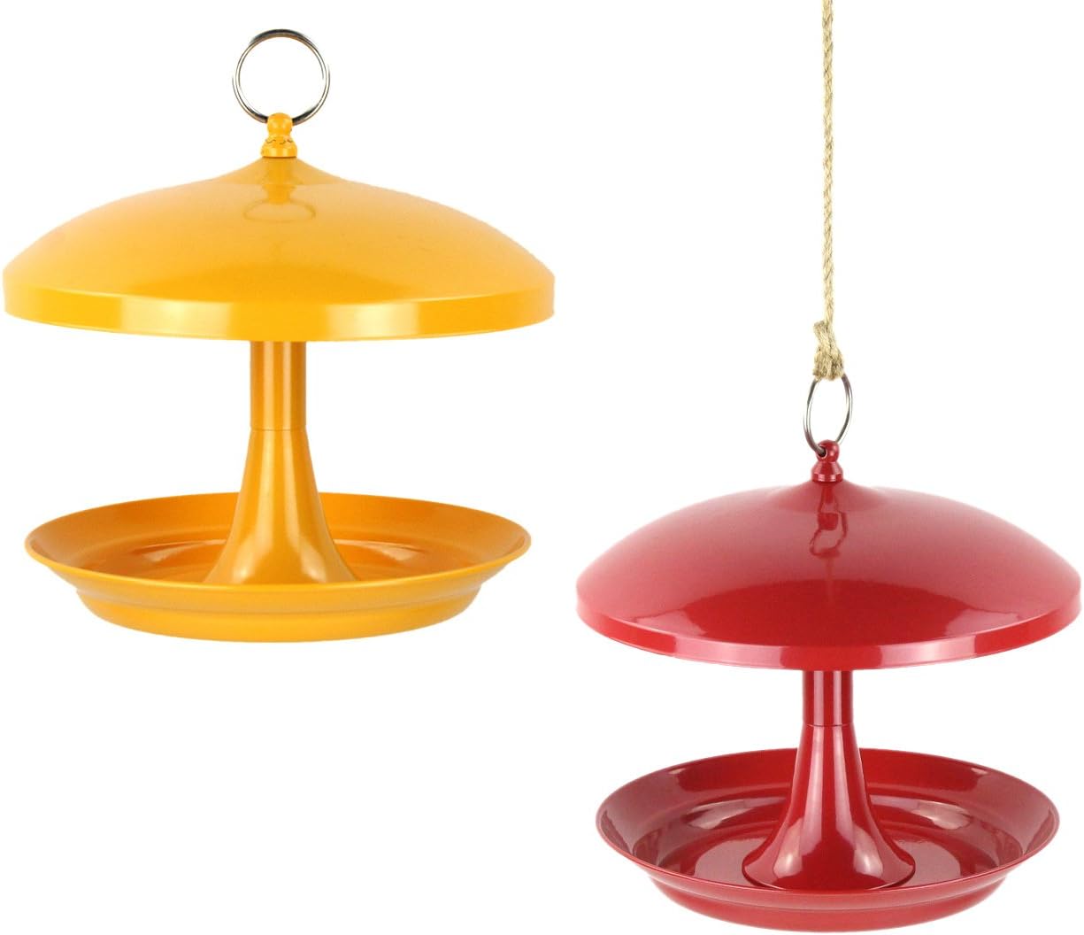 Gardirect Steel Tray Bird Feeder, 2 Packs (Red and Yellow)
