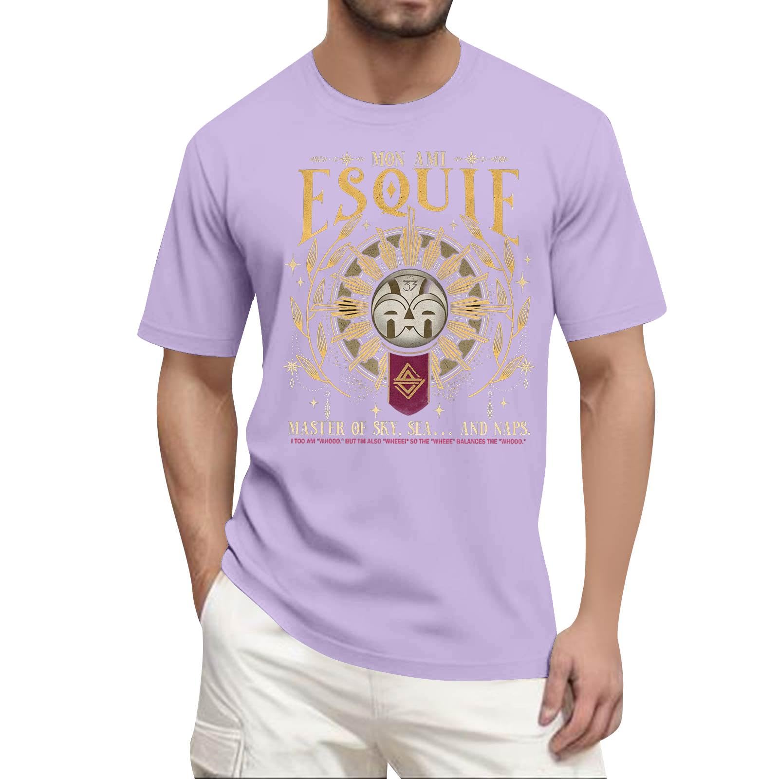 Unisex Expedition 33 Merch Clair Obscur Expedition 33 Game Shirt Two Sided Printed Plus Size Top for Man Game Fans 01-Purple XL