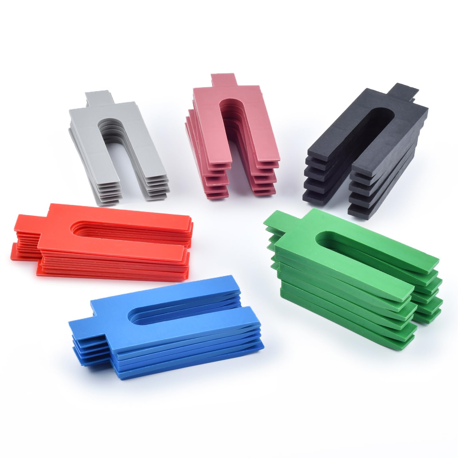 Lot de 150 entretoises en plastique pour cloison sèche, cales de vitrage en forme de U, cales, entretoises pour montage de fenêtre, lattes, cales de fenêtre de 1 à 6 mm