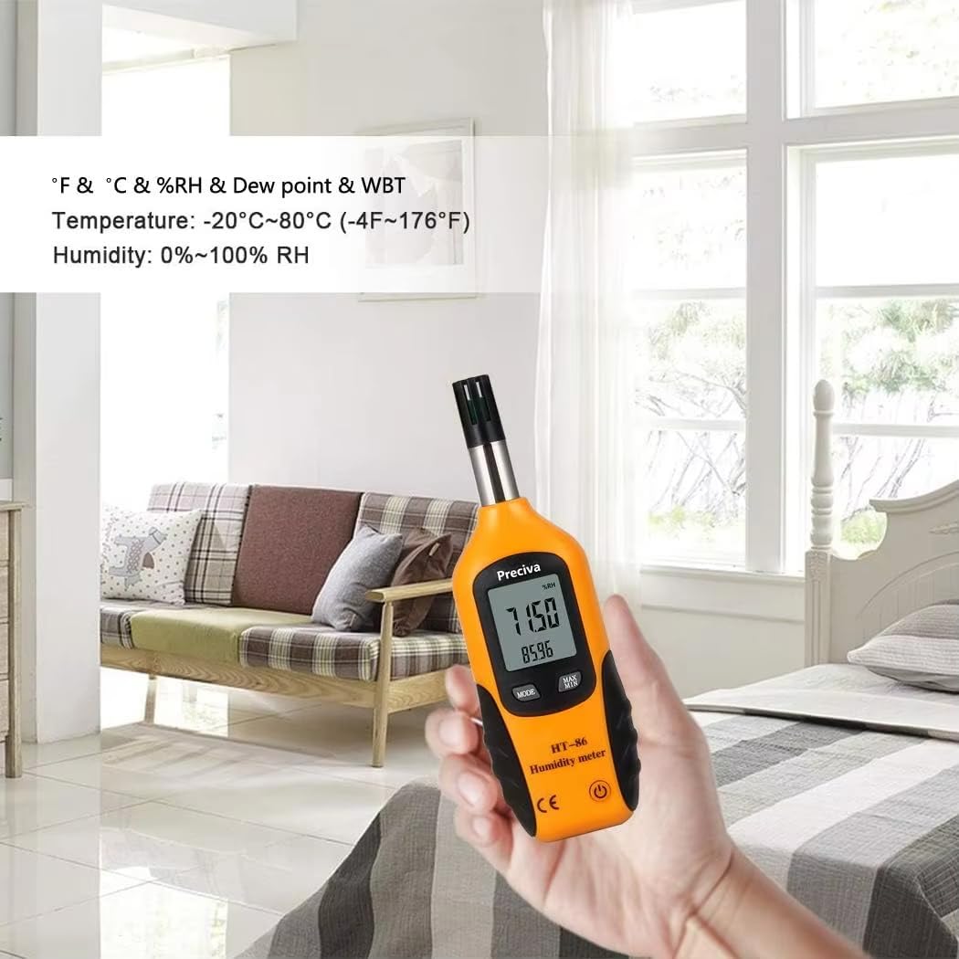 Histek HT-86 Digital Thermometer Hygrometer Temperature Humidity Meter Air Quality Meter Handheld and Portable
