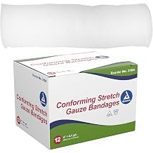 Dynarex Stretch Gauze Bandages, 4" x 4.1 yds, Non-Sterile & Latex-Free, Wound Care in Medical and Home Environments, 1 Box of 12 Dynarex Stretch Gauze Bandages