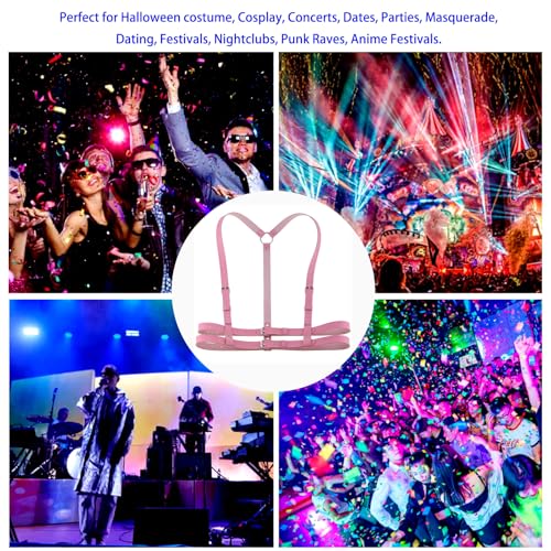 Chest Harness For Women – Gothic Strappy Shoulder & Upper Body Harness – Bondage-Sexy Punk Body Harness Belt– Fashion Statement for Clubwear, Cosplay, Raves & Alternative Streetwear Pink3