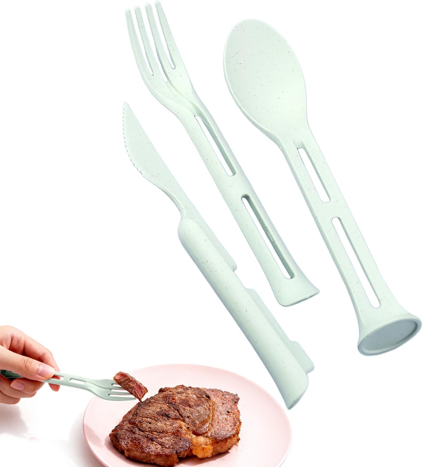 3-in-1 Portable Cutlery Set, Compact Reusable Fork Spoon Knife Combo, Eco-Friendly Travel Utensils, Outdoor, Camping, and School Lunch