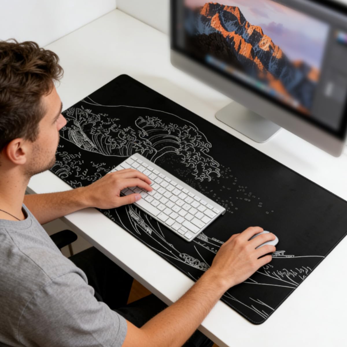 Podkładka pod mysz z falą morską,800x300mm do komputera,komputera i laptopa | podkładka pod mysz XXL, grubość 3 mm, antypoślizgowa, podkładka pod mysz do gier, podkładka pod mysz z motywem