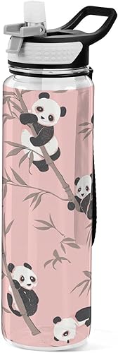 Miniatura 1 de Cute Animal Panda Peach Leakproof and BPA Free Sports Insulated Water Bottle with Straw Lid Vacuum Insulated for Travel, Camping, Sports 20 oz termo